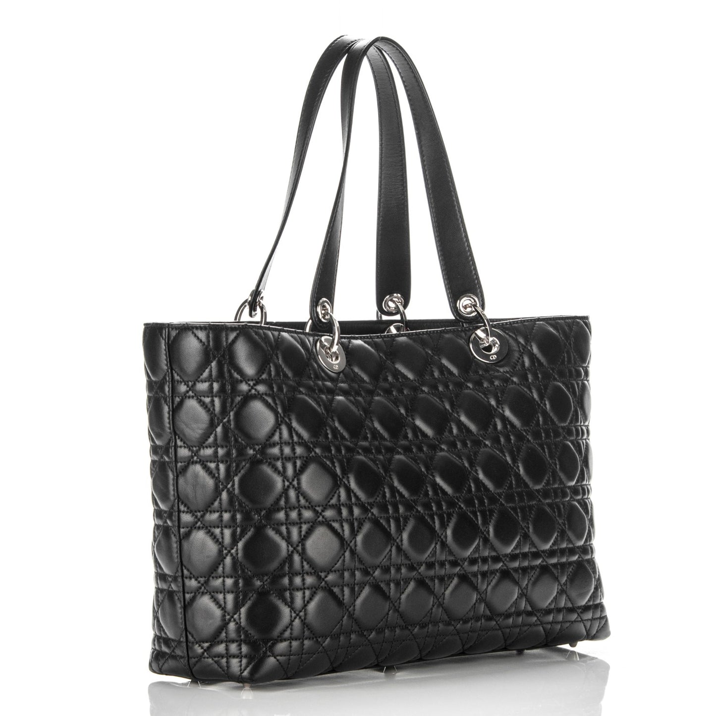 Lambskin Cannage Large Lady Dior Shopper Tote Black