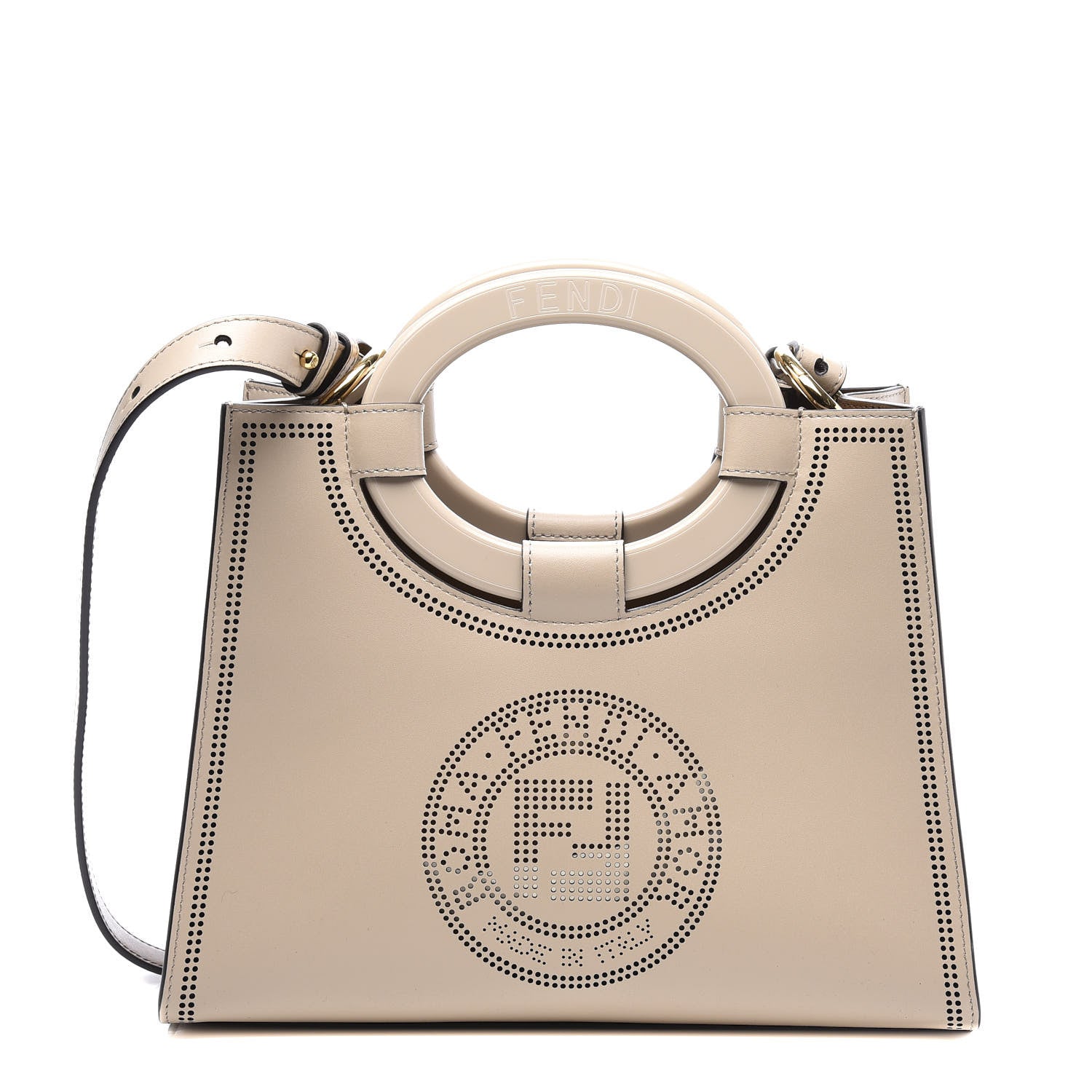 Fendi Vitello Liberty Plexiglass Stamp Patch Perforated Small Runaway Shopper Tote Nuvola 1 of 8