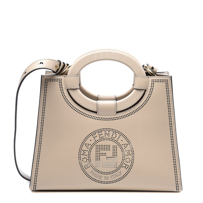 Fendi Vitello Liberty Plexiglass Stamp Patch Perforated Small Runaway Shopper Tote Nuvola 1 of 8