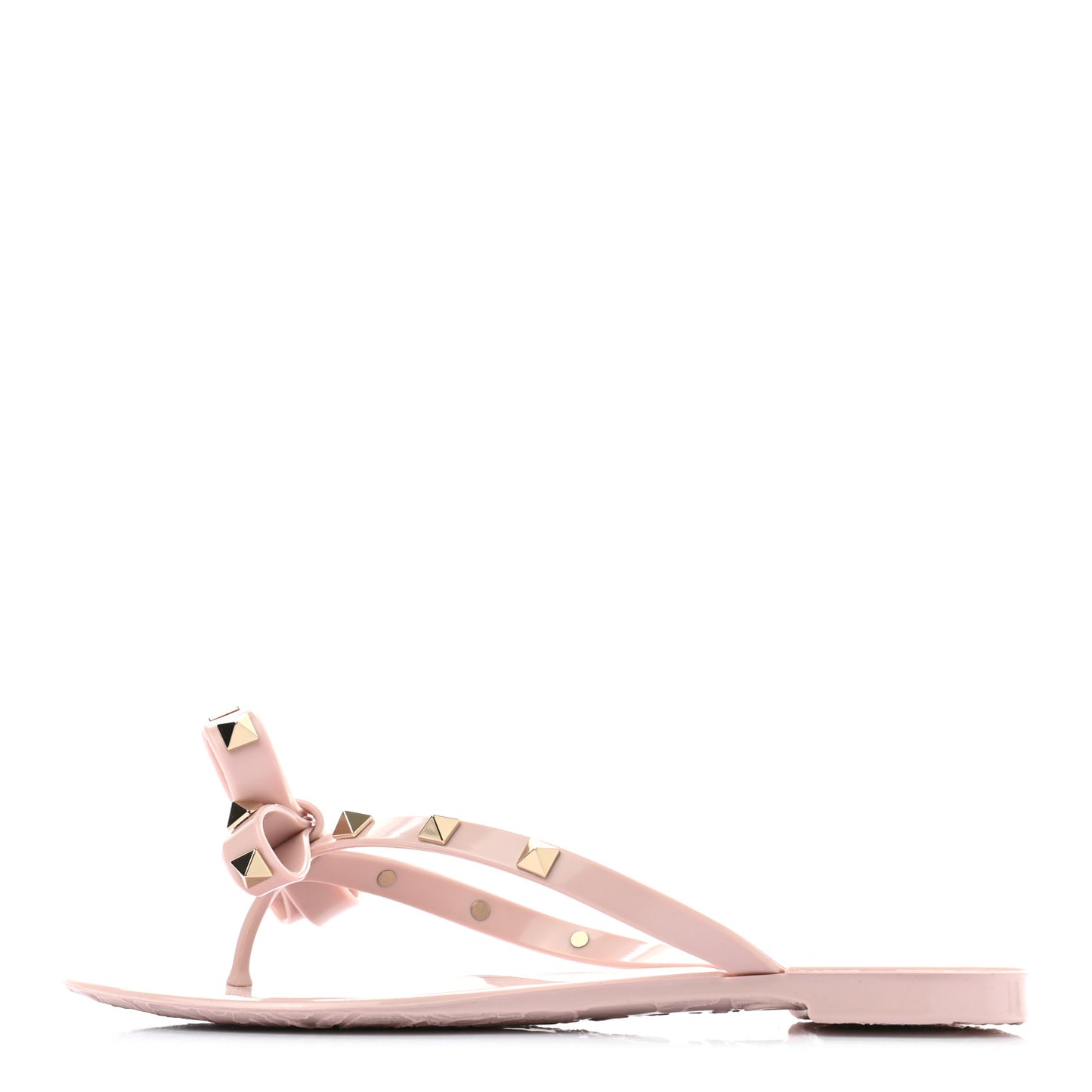 PVC Jelly Rockstud Bow Thong Sandals 35 Water Rose