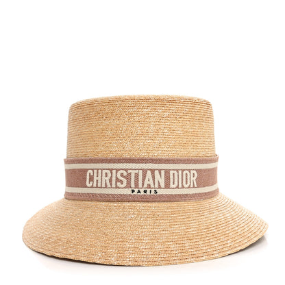 Christian Dior Straw Bucket Hat 57 Natural Rose Des Vents 3 of 8