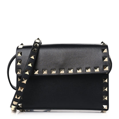 Valentino Garavani Vitello Rockstud Flap Crossbody Bag Black 1 of 9