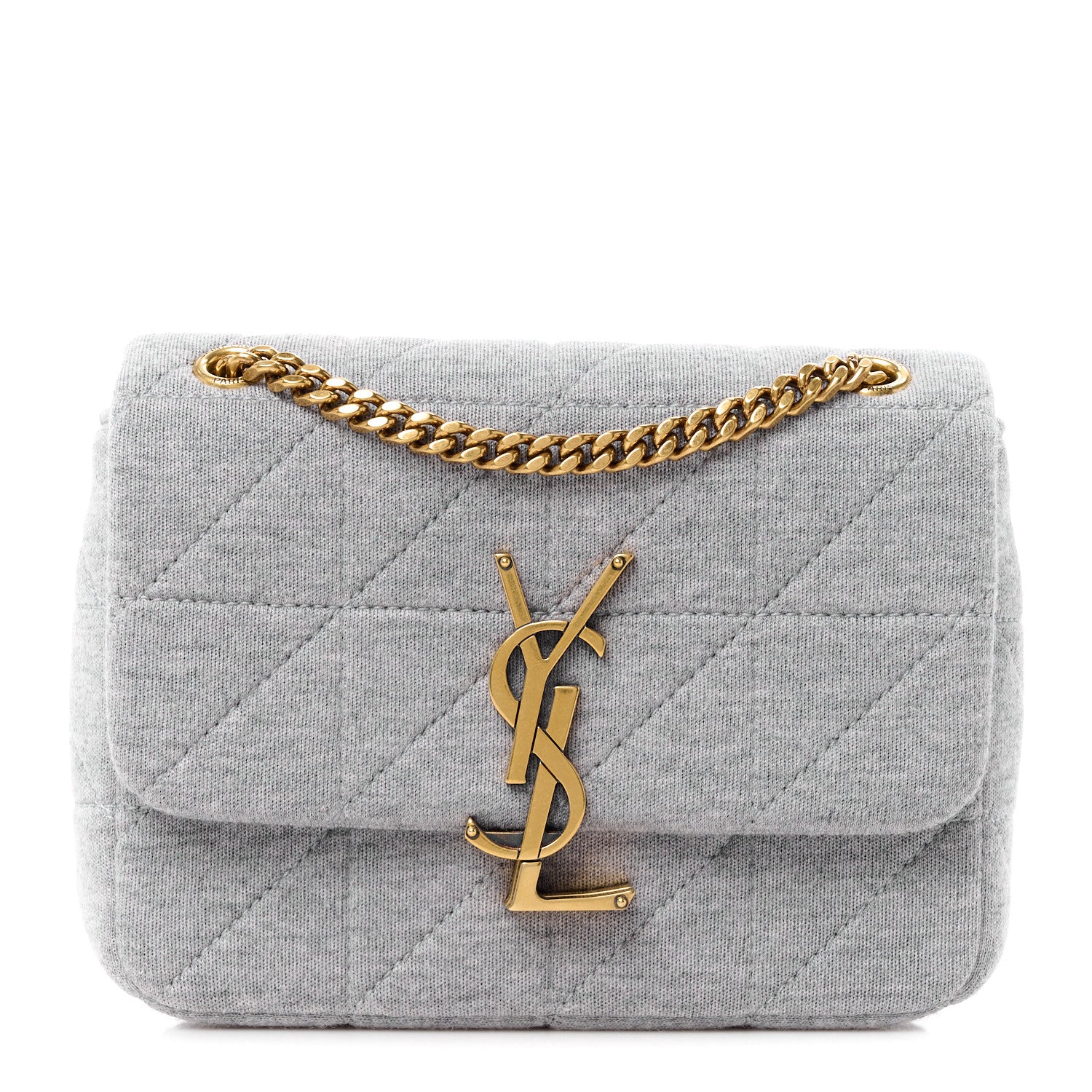 Saint Laurent Jersey Wool Patchwork Monogram Mini Jamie Baguette Grigio 1 of 10