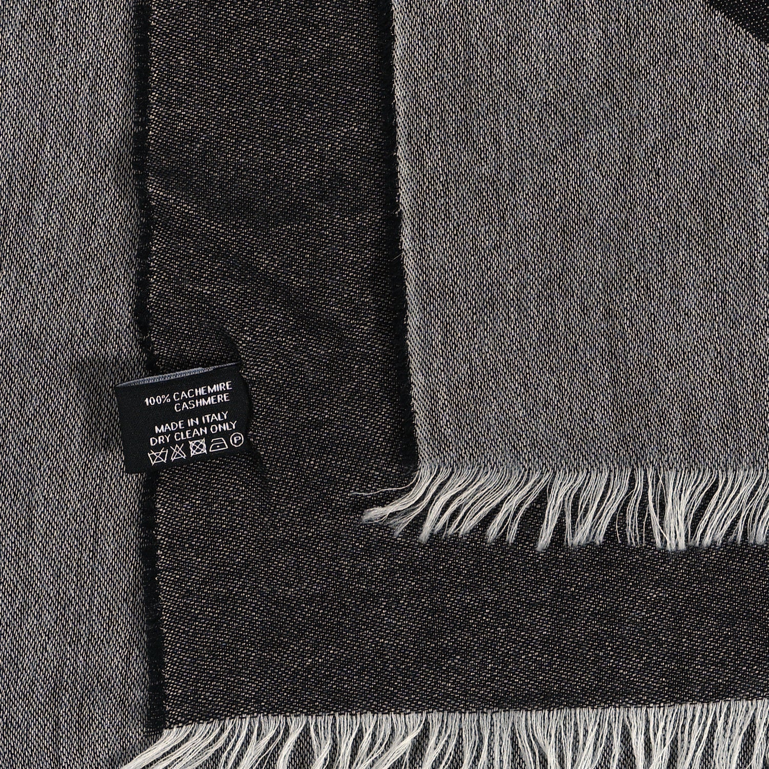 Chanel Cashmere CC Logo Stole Navy Grey 3 of 3