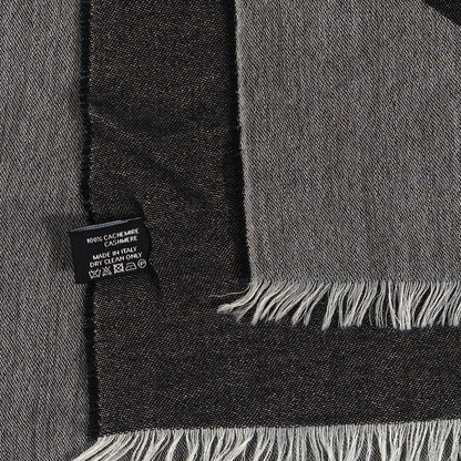 Chanel Cashmere CC Logo Stole Navy Grey 3 of 3
