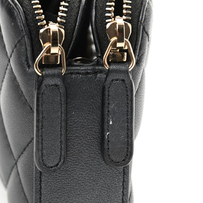 Chanel Iridescent Lambskin Quilted Pearl Clutch With Chain Black 8 of 13