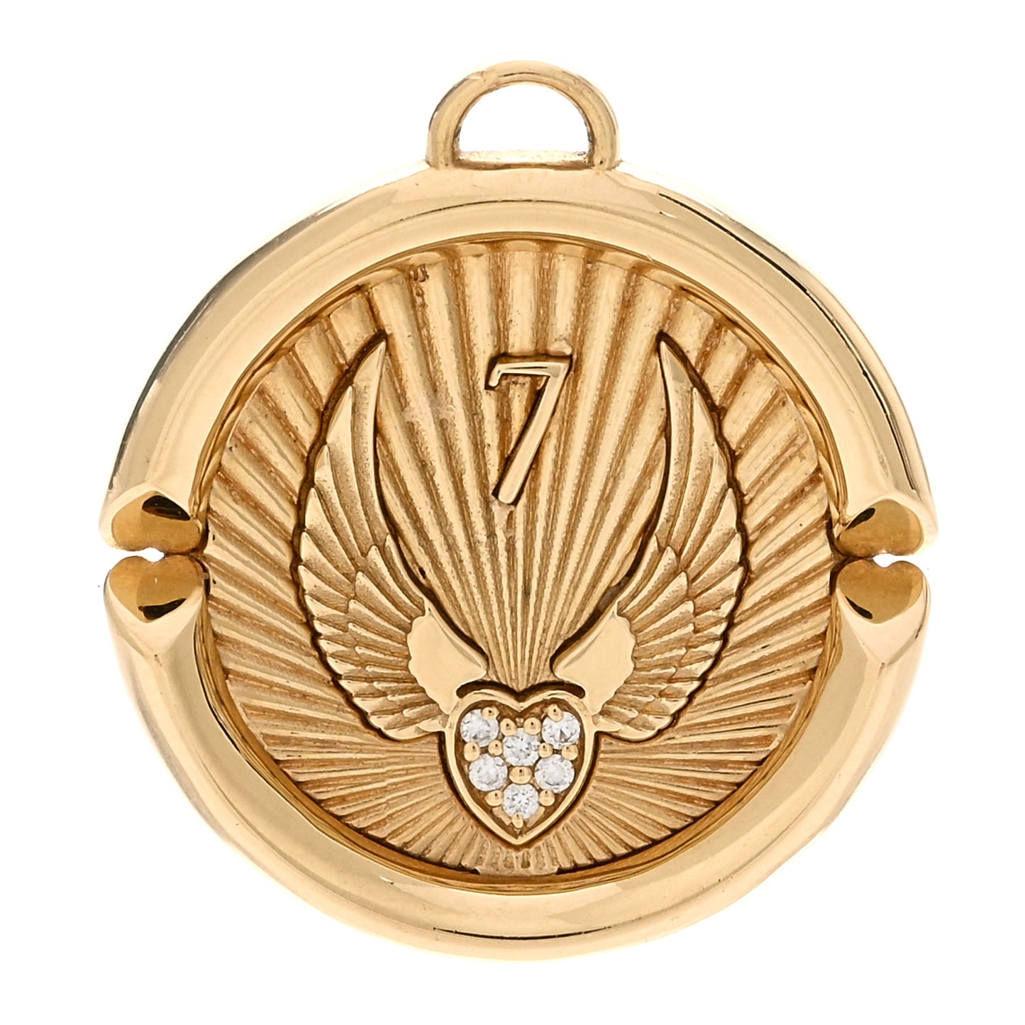 18K Yellow White Gold Diamond Large Beloved with Wings We Fly Oval Pushgate Medallion