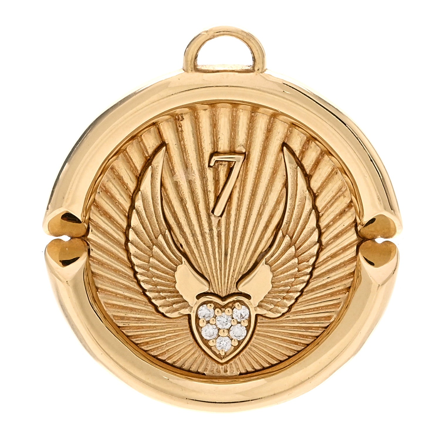 Foundrae 18K Yellow White Gold Diamond Large Beloved with Wings We Fly Oval Pushgate Medallion 1 of 3