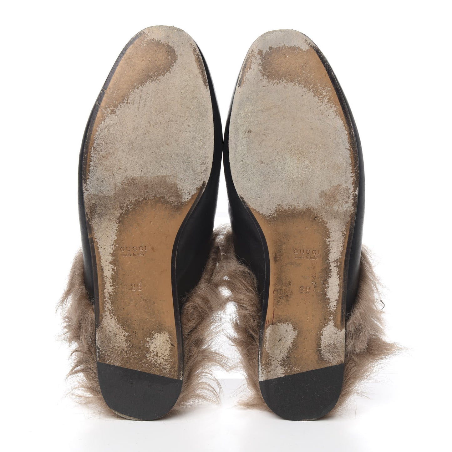 Calfskin Fur Womens Princetown Slippers 38 Black
