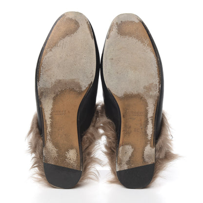 Gucci Calfskin Fur Womens Princetown Slippers 38 Black 5 of 13