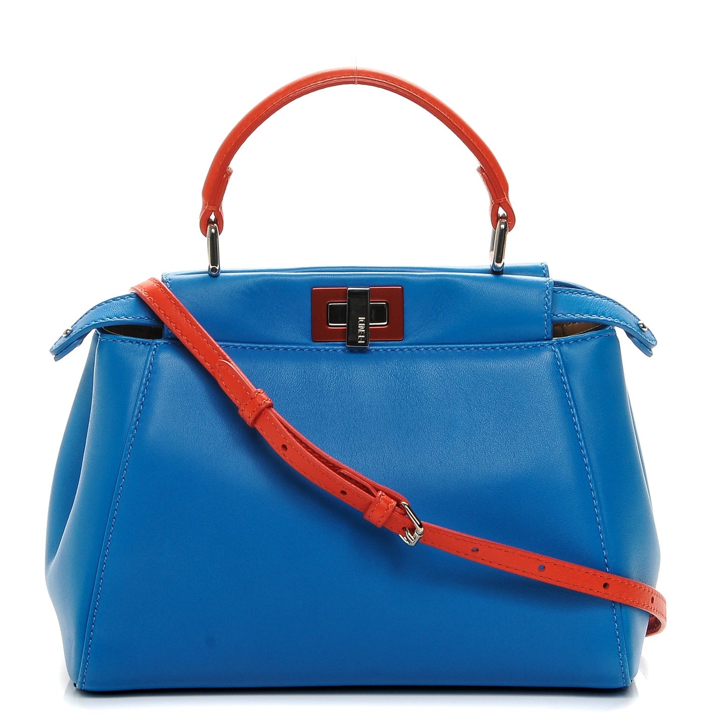 Nappa Colorblock Mini Peekaboo Iconic Satchel Blue Royal Papavero Cuoio