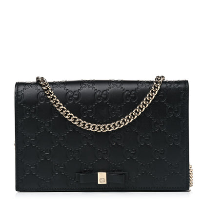 Gucci Guccissima Signature Bowy Chain Wallet Black 1 of 7