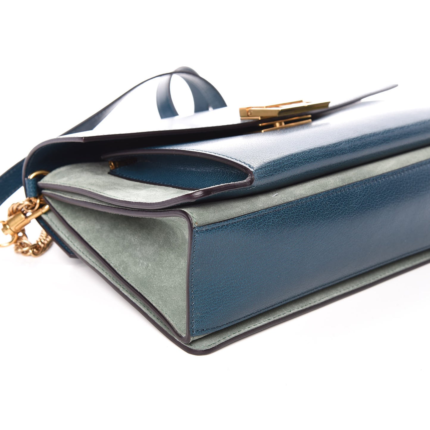 Goatskin Suede Medium GV3 Flap Blue Pistachio