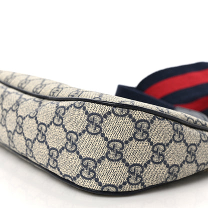 Gucci GG Supreme Monogram Textured Dollar Calfskin Web Small Ophidia GG Handbag Beige Blue 8 of 9