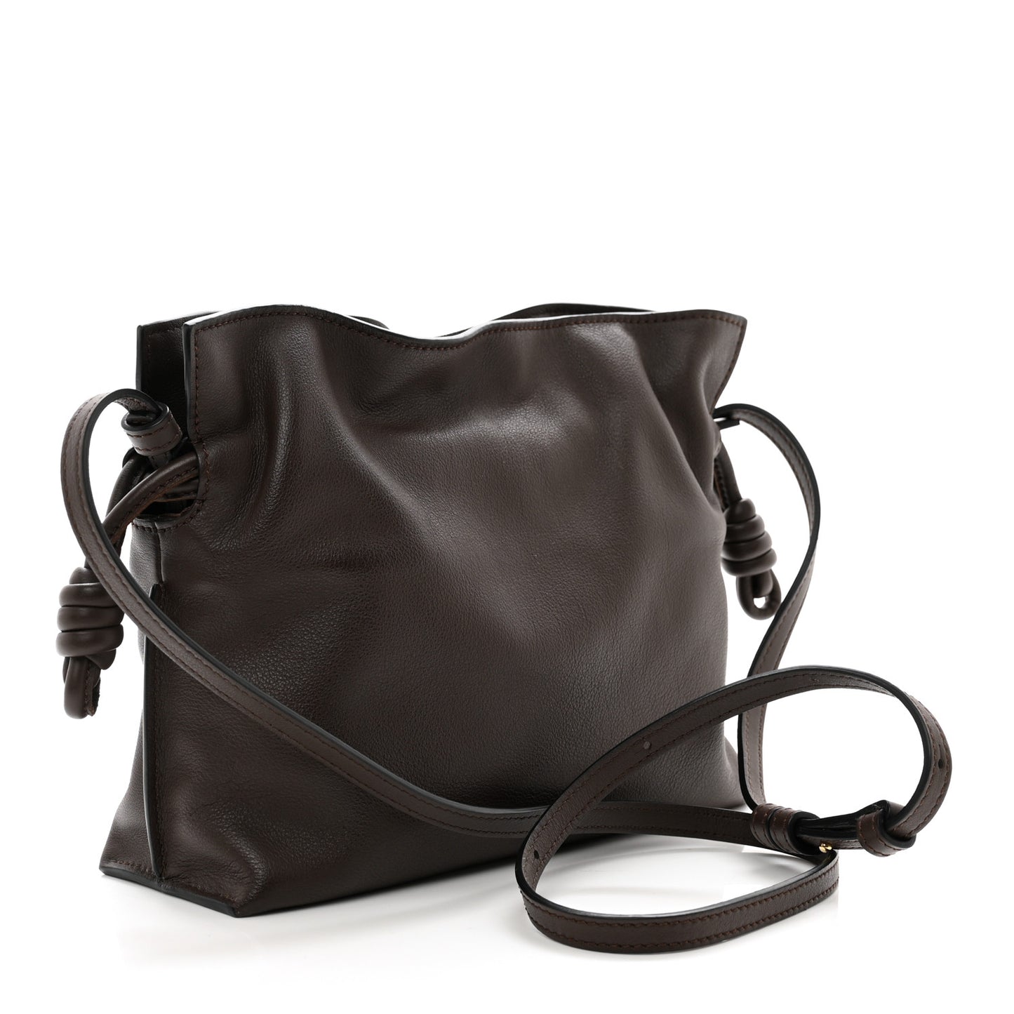 Calfskin Mini Flamenco Knot Clutch Chocolate