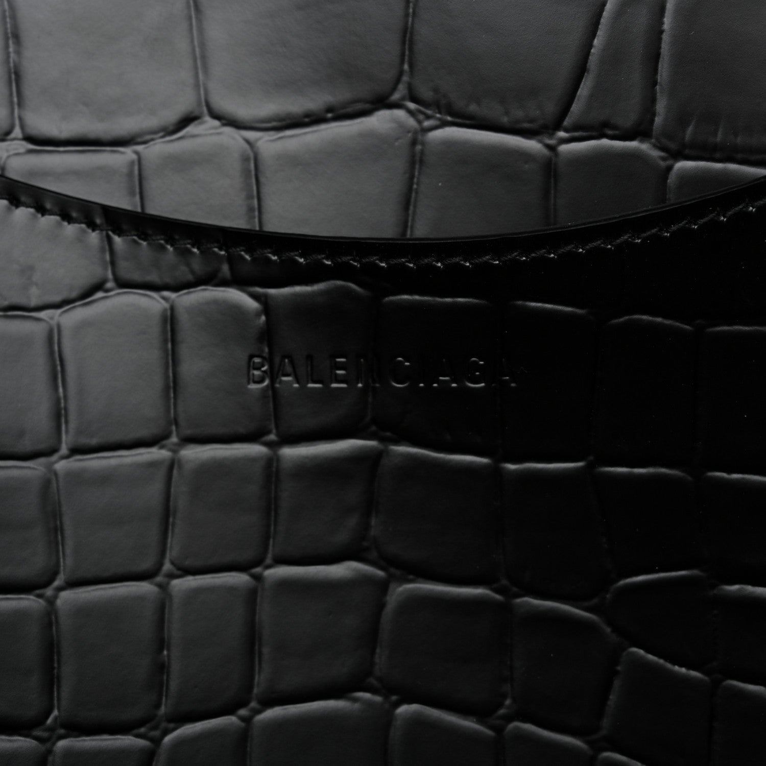 Balenciaga Semi Matte Calfskin Crocodile Embossed Neo Classic Black Hardware Large Top Handle Bag Black 10 of 14