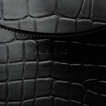 Balenciaga Semi Matte Calfskin Crocodile Embossed Neo Classic Black Hardware Large Top Handle Bag Black 10 of 14