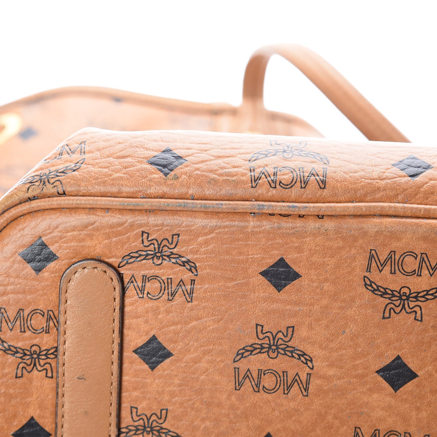 MCM Visetos Medium Liz Reversible Shopper Tote Cognac 15 of 23