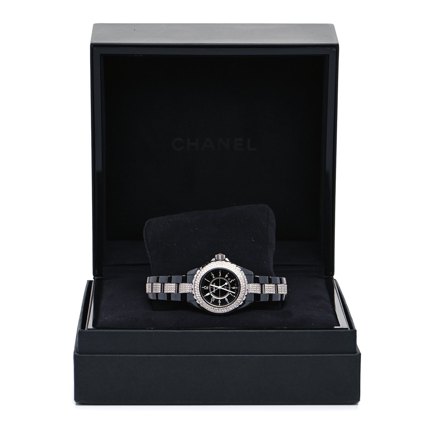 Stainless Steel Ceramic Diamond Pave Bezel 33mm J12 Automatic Watch Black