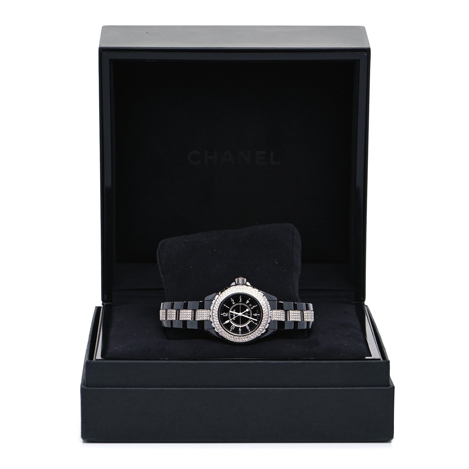 Chanel Stainless Steel Ceramic Diamond Pave Bezel 33mm J12 Automatic Watch Black 5 of 5