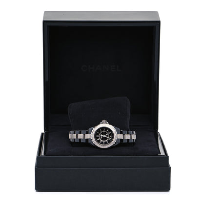 Chanel Stainless Steel Ceramic Diamond Pave Bezel 33mm J12 Automatic Watch Black 5 of 5