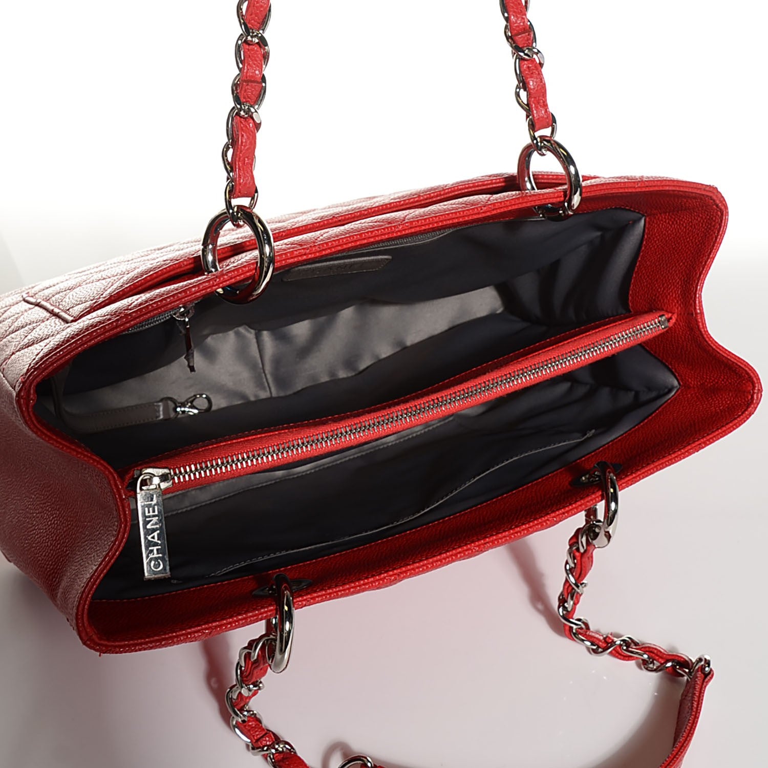 Chanel Caviar Quilted Grand Shopping Tote GST Red 5 of 8