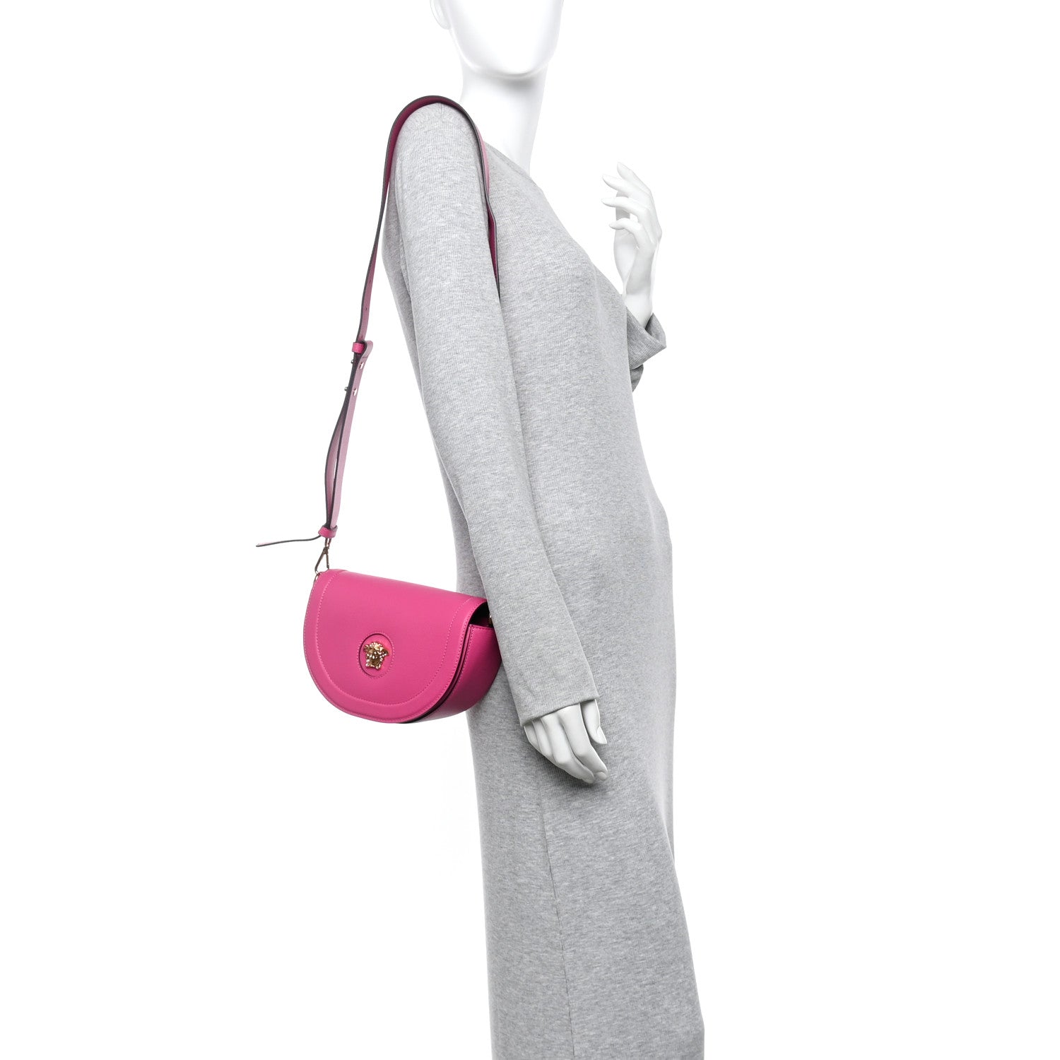 Versace Grained Calfskin La Medusa Small Shoulder Bag Pink 2 of 10
