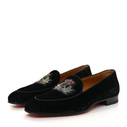 Christian Louboutin Velvet Veau Velours Crest On The Nile Loafers 43 Black 4 of 7