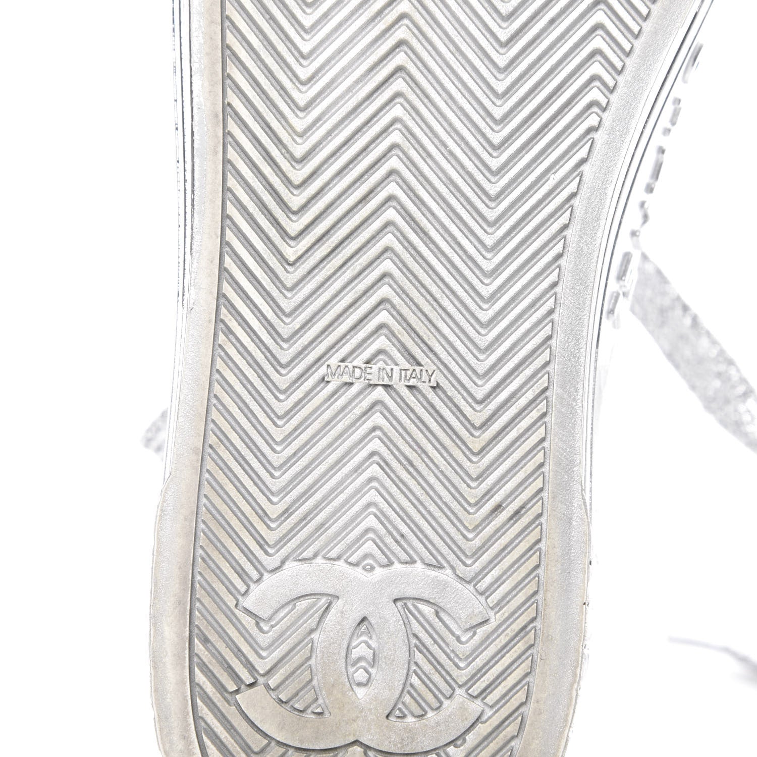 Chanel Laminated Lambskin Sneakers 39 Silver 9 of 10