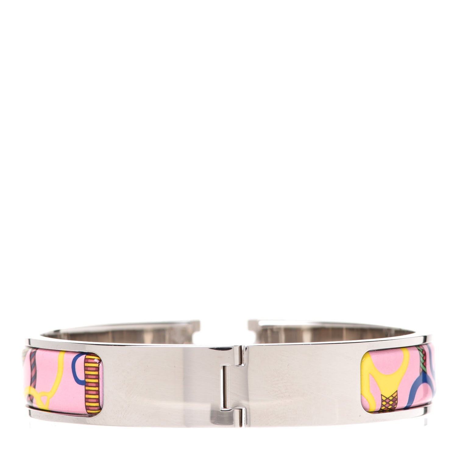 Hermes Enamel Printed Narrow Panoplie Equestre Clic H Bracelet PM Pink Delirium 3 of 5