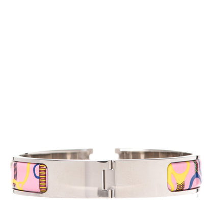 Hermes Enamel Printed Narrow Panoplie Equestre Clic H Bracelet PM Pink Delirium 3 of 5