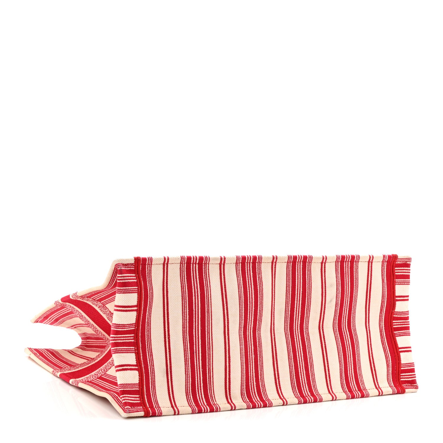 Christian Dior Canvas Embroidered Mykonos Large Striped Book Tote Red 4 of 11