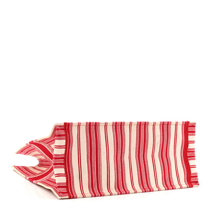 Christian Dior Canvas Embroidered Mykonos Large Striped Book Tote Red 4 of 11