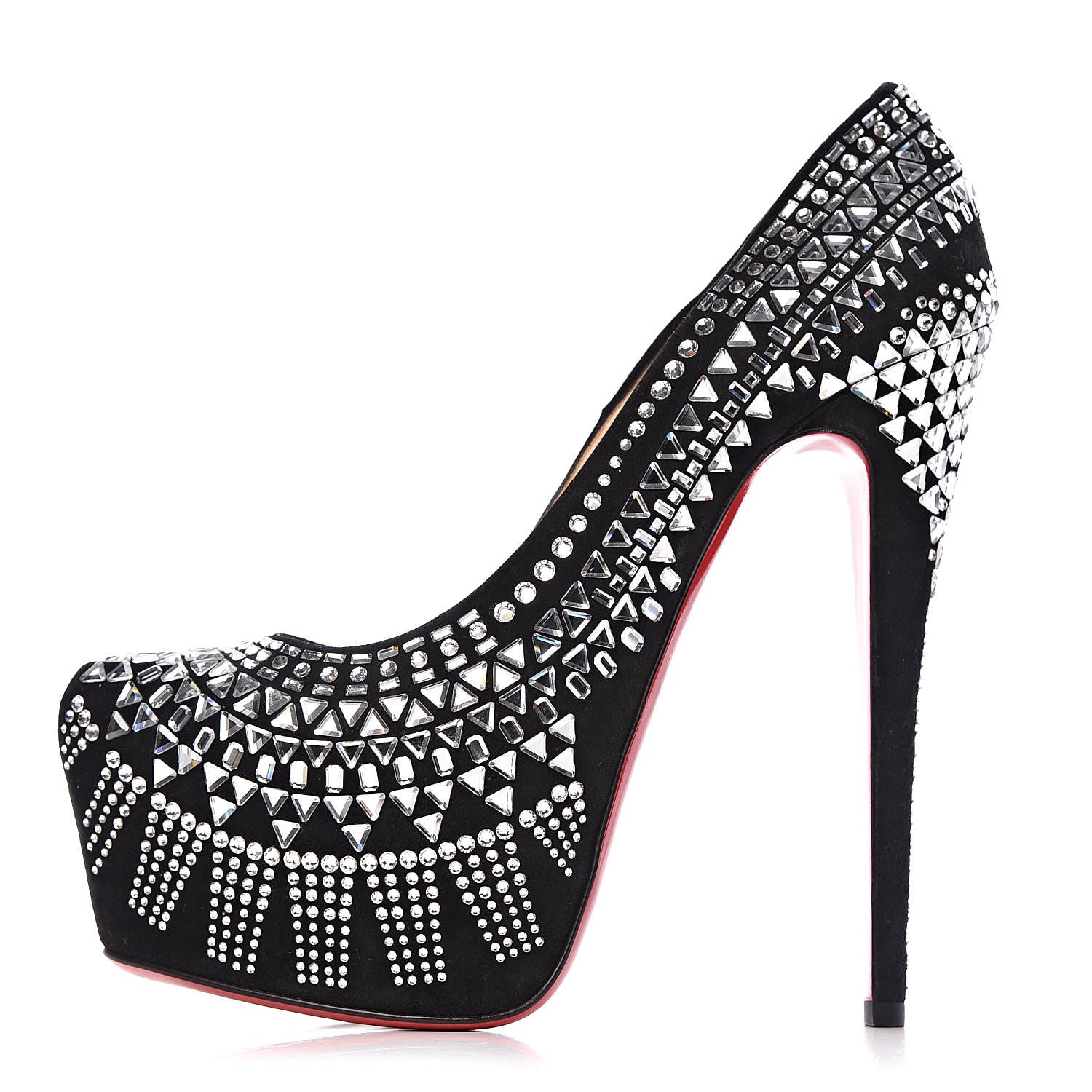 Christian Louboutin Veau Velour Crystal Decorapump 160 Platform Pumps 39.5 Black 1 of 8