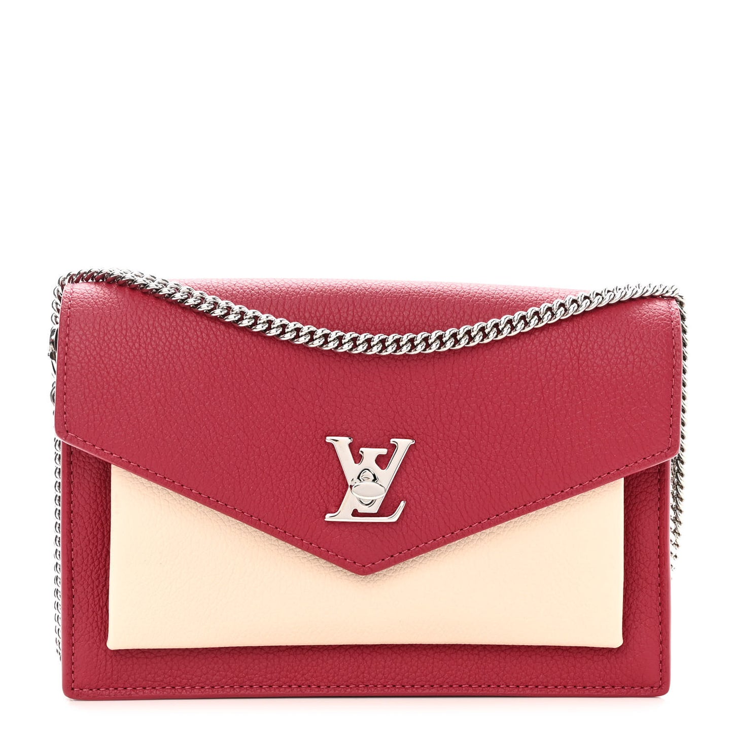 Calfskin My Lockme Chain Pochette Lie De Vin Etain Creme