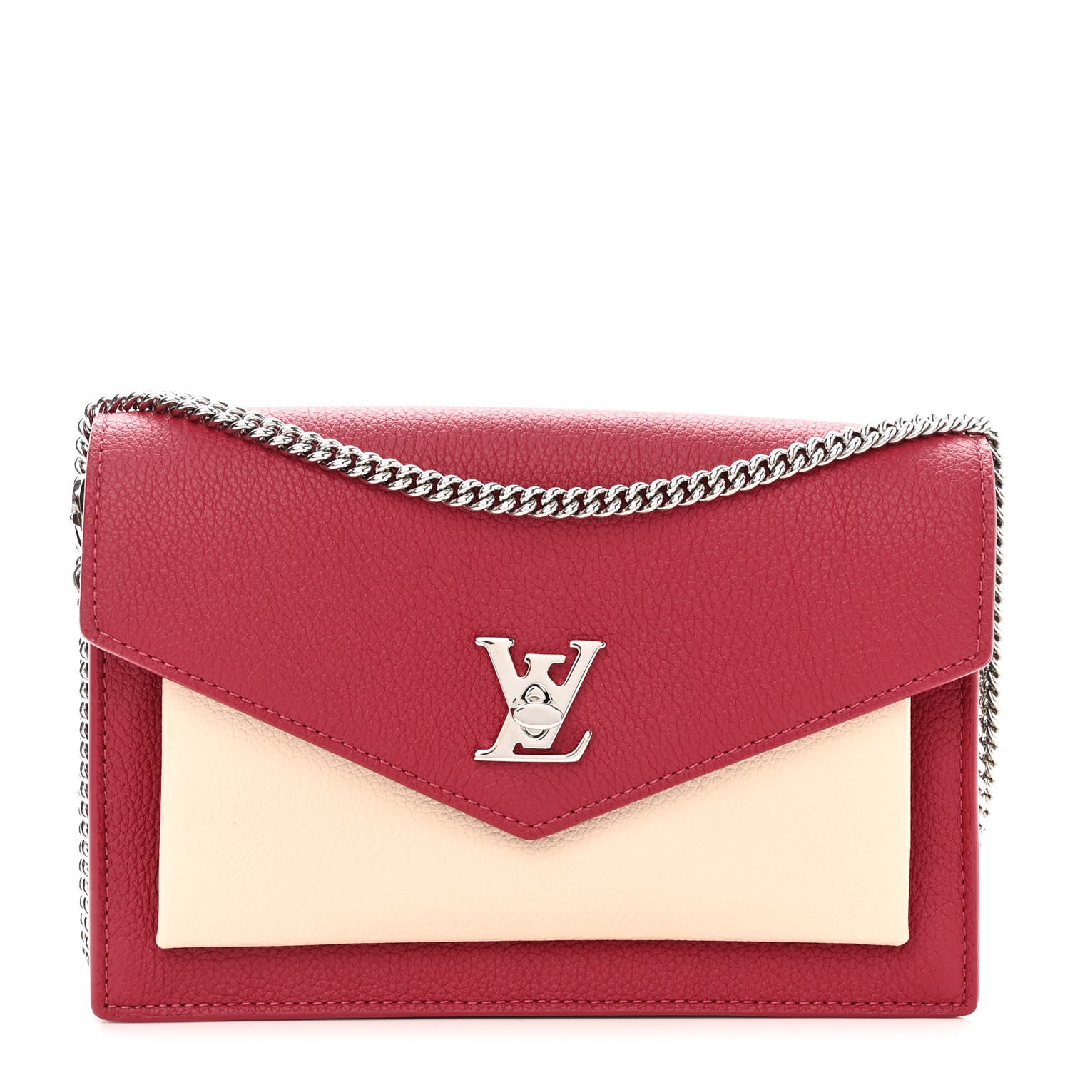 Louis Vuitton Calfskin My Lockme Chain Pochette Lie De Vin Etain Creme 1 of 10