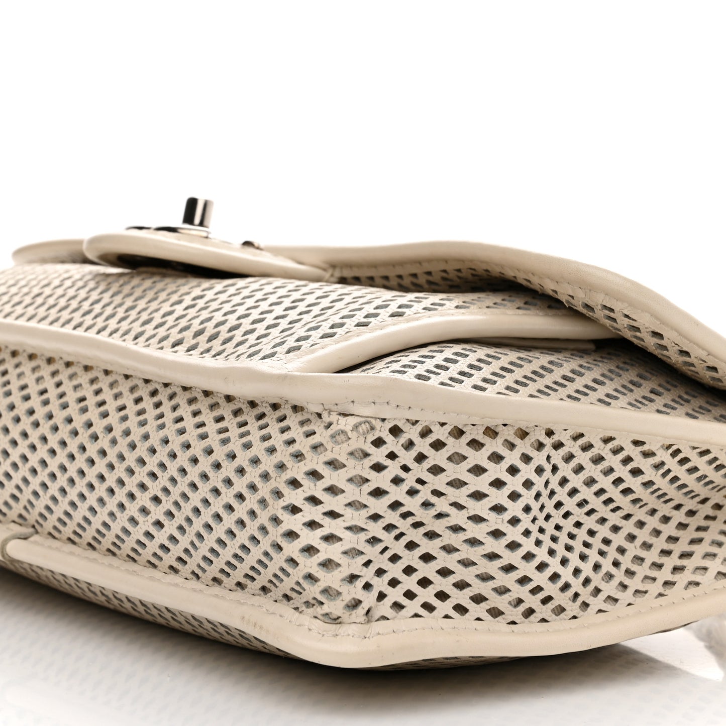 Perforated Calfskin Up In The Air Flap White