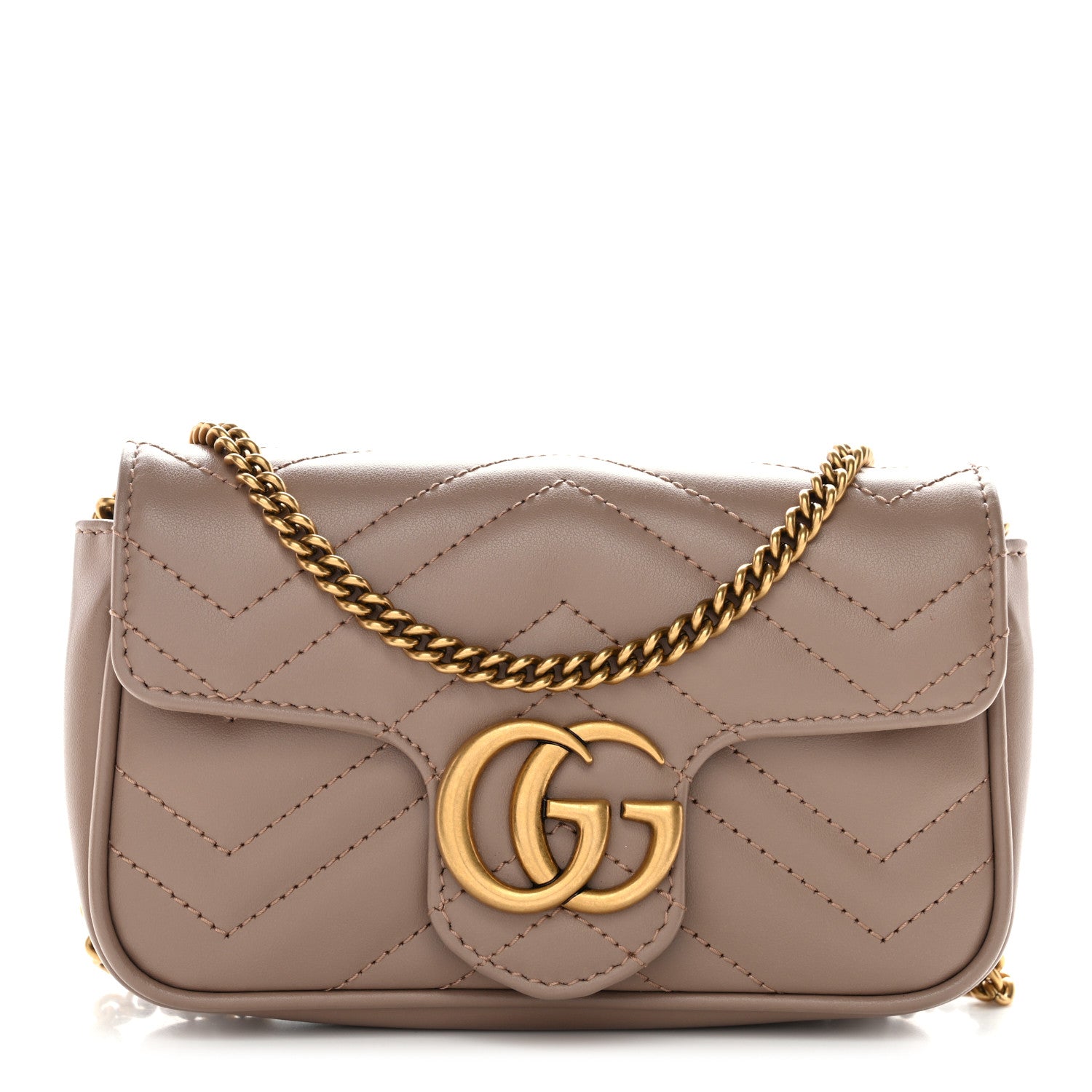 Gucci Calfskin Matelasse Super Mini GG Marmont Shoulder Bag Porcelain Rose 1 of 9