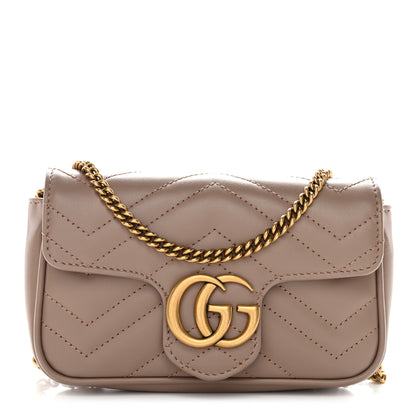 Gucci Calfskin Matelasse Super Mini GG Marmont Shoulder Bag Porcelain Rose 1 of 9