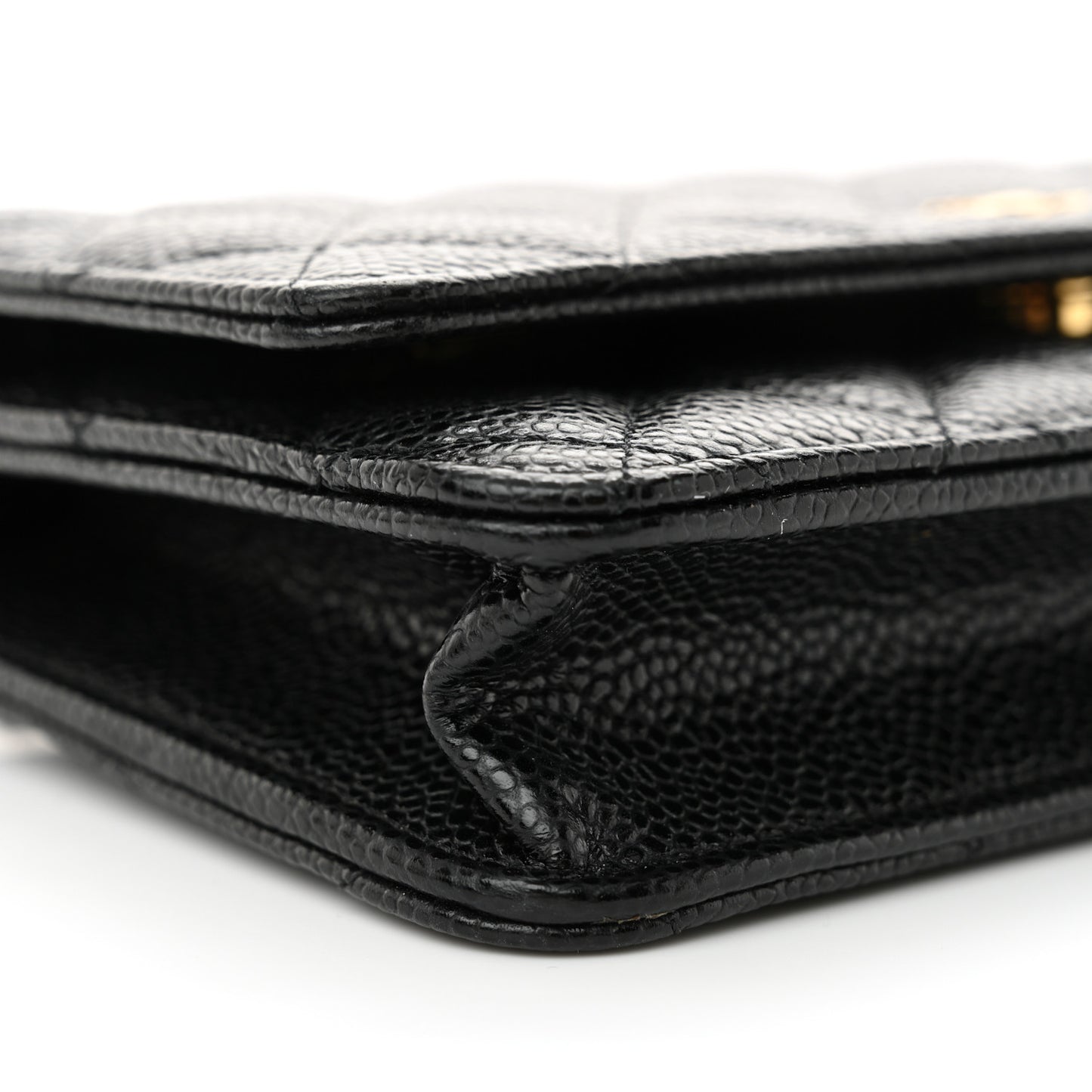 Caviar Quilted Wallet on Chain WOC Black