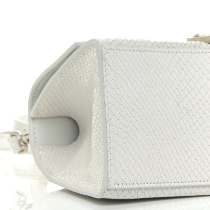 Balenciaga Calfskin Snake Embossed Small Hourglass Top Handle Bag White 8 of 13