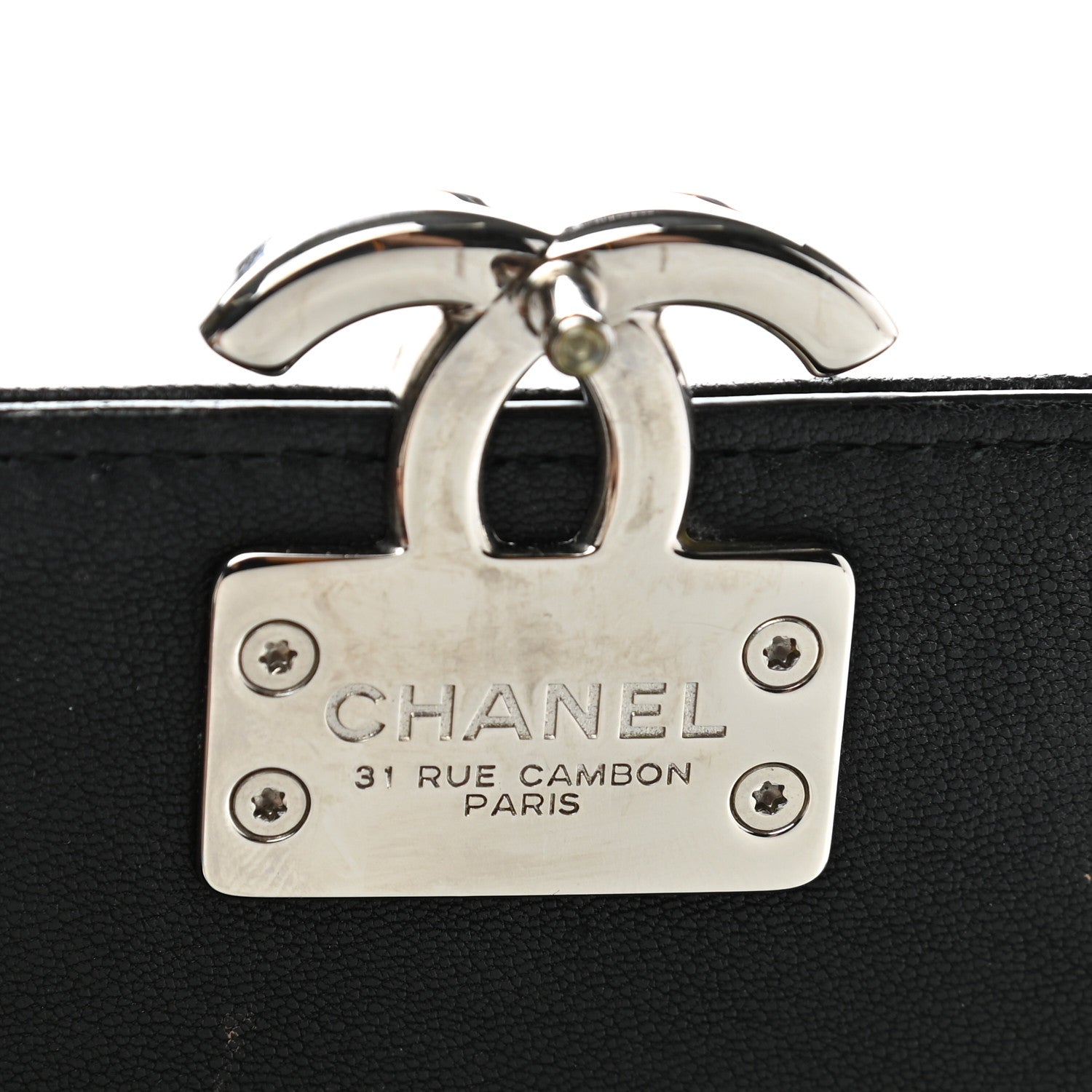 Chanel Goatskin Quilted CC Box Pouch Black 6 of 12