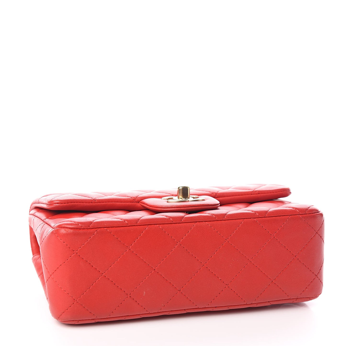 Lambskin Quilted Mini Rectangular Flap Red