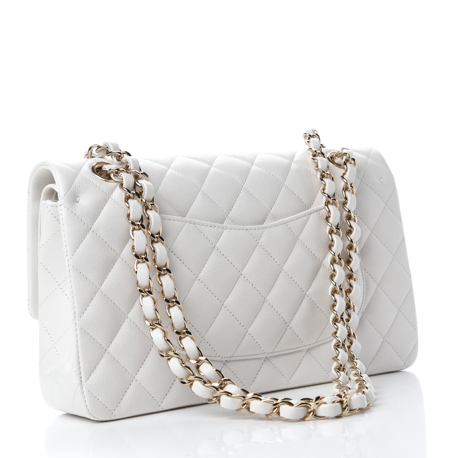Chanel Caviar Quilted Medium Double Flap White 3 of 12