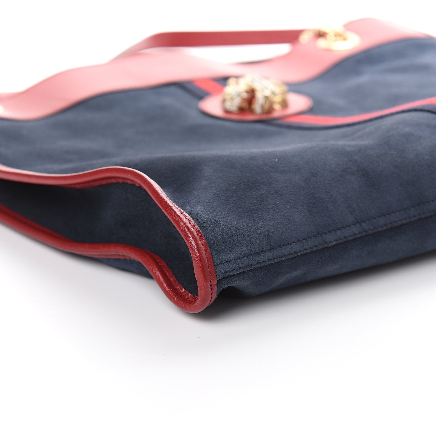 Suede Calfskin Large Rajah Chain Tote New Blue Romantic Cherry