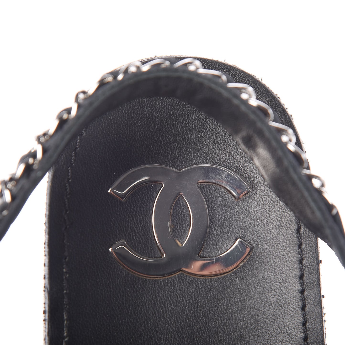 Calfskin Chain Sandals 41 Black
