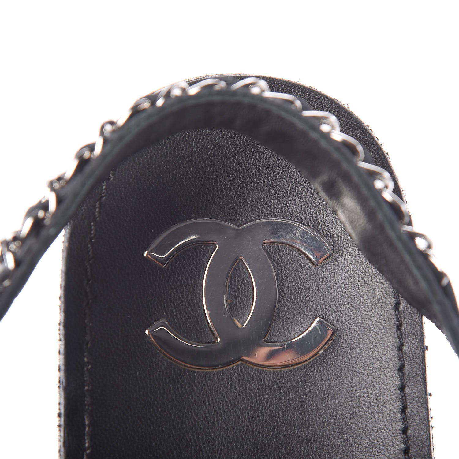 Chanel Calfskin Chain Sandals 41 Black 7 of 8