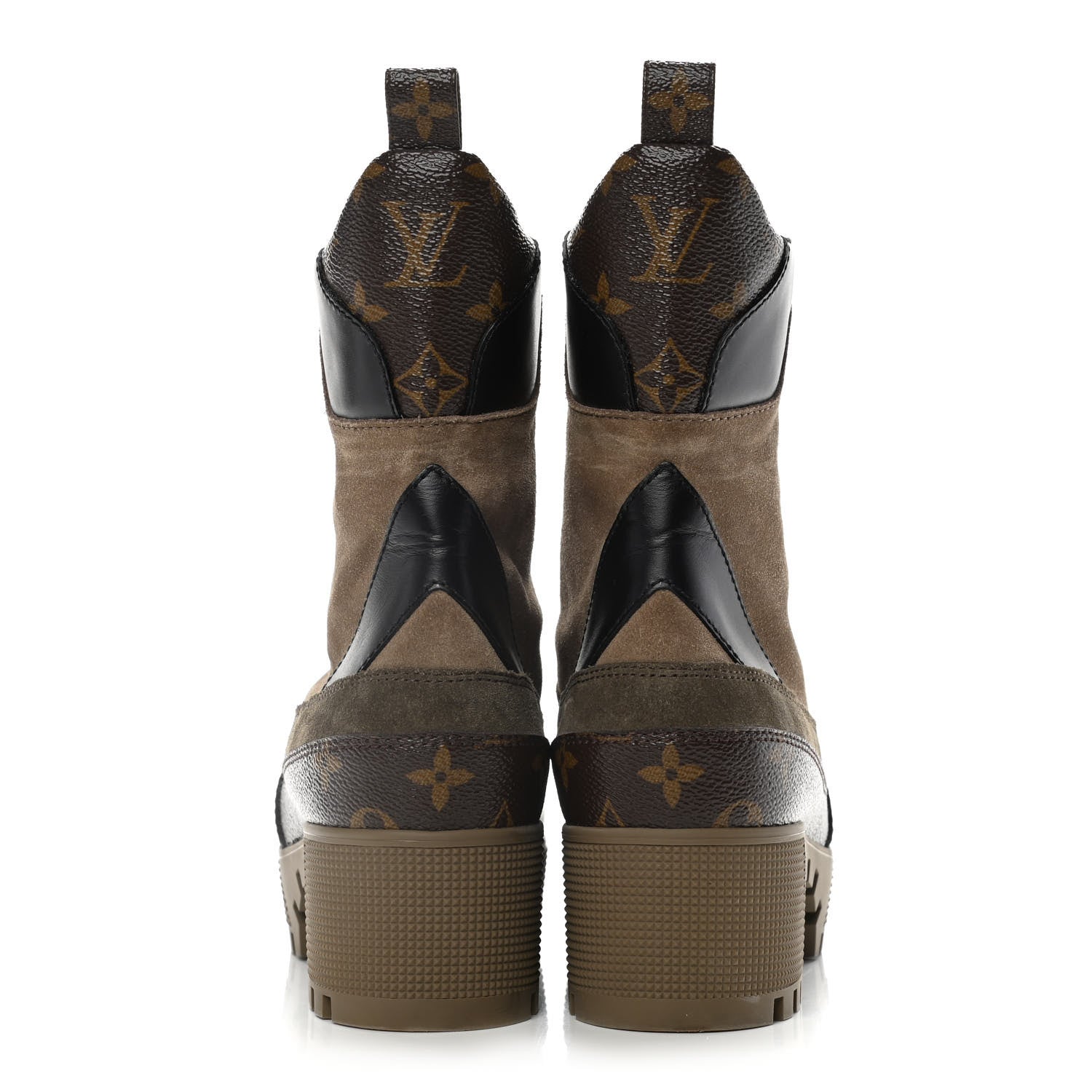 Louis Vuitton Suede Calfskin Monogram Laureate Platform Desert Boots 39.5 Taupe 5 of 9