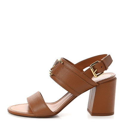 Louis Vuitton Grained Calfskin Horizon Sandals 38.5 Cognac Brown 1 of 7