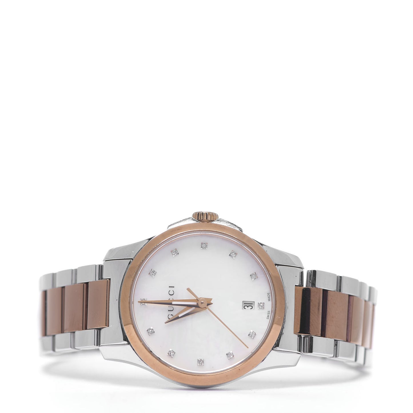 Stainless Steel Diamond Mother of Pearl 27mm G-Timeless Two Tone Quartz Watch
